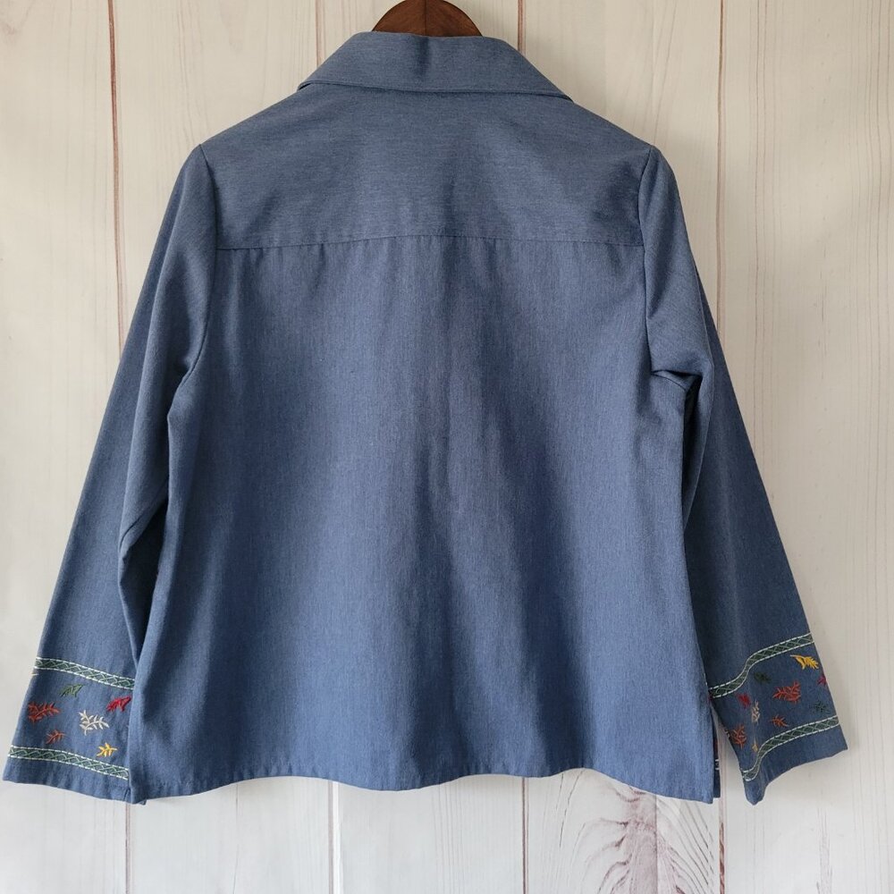 BonWorth Vintage 90’s Embroidered Long Sleeve Blue Denim Button Down Shirt EUC - Picture 5 of 10